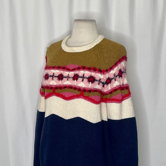 Anthropologie FIELD FLOWER Camellia Fairisle Sweater Pullover Fair Isle X-Small - Picture 8 of 15